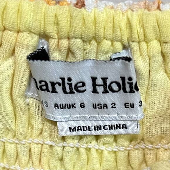 Charlie Holiday Marsha Floral Linen Midi Strapless Dress Size 2 - Picture 4 of 9